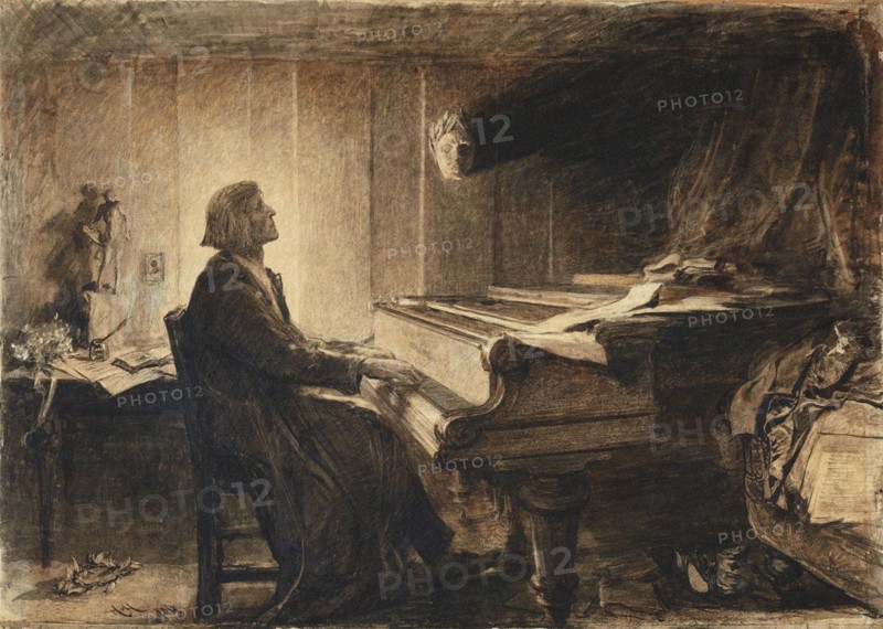 Franz Liszt at a Piano, 1904. Creator: Herkomer, Sir Hubert von (1849-1914).