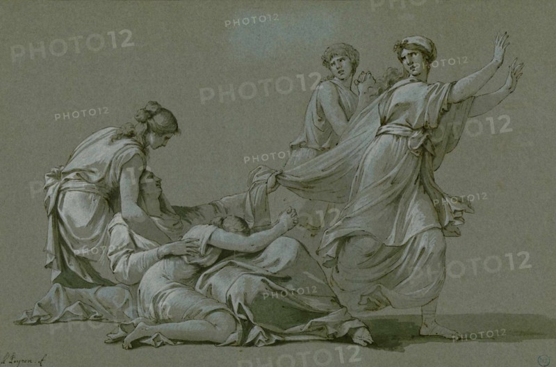 The young men and maidens of Athens to be offered as sacrificial victims to Minotaur, ca 1778. Creator: Peyron, Jean-François-Pierre (1744-1814).