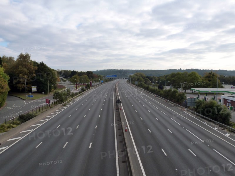 Deserted M27 Motorway due to closure for bridge demolition at Rownhams 2018. Creator: Unknown.