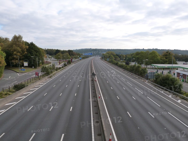 Deserted M27 Motorway due to closure for bridge demolition at Rownhams 2018. Creator: Unknown.