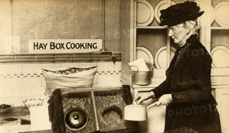 Hay box cooking, First World War, 1914-1918, (1933).  Creator: Unknown.