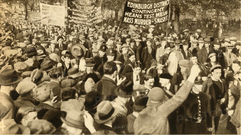 Scottish marchers, Means Test protests, Hyde Park, London, 1932, (1933).  Creator: Unknown.