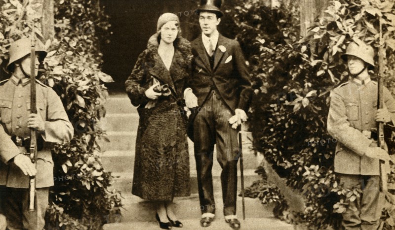 'Prince Gustav Adolf of Sweden and Princess Sybille of Coburg drew together at their wedding in Nove Creator: Unknown.