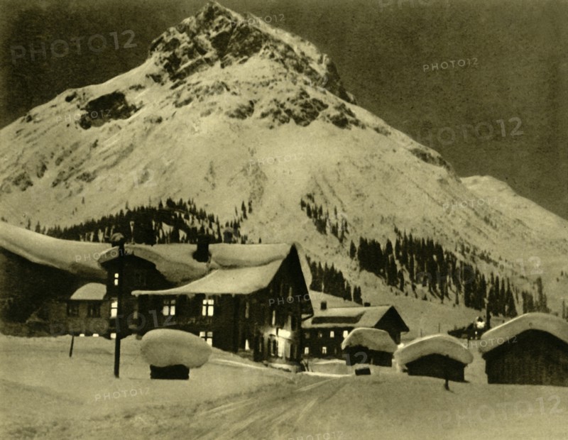 Lech am Arlberg at night, Austria, c1935.  Creator: Unknown.