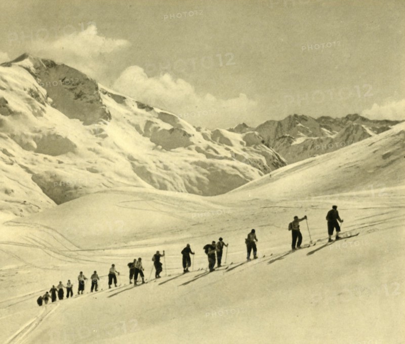 Skiing lesson, Arlberg, Austria, c1935.  Creator: Unknown.