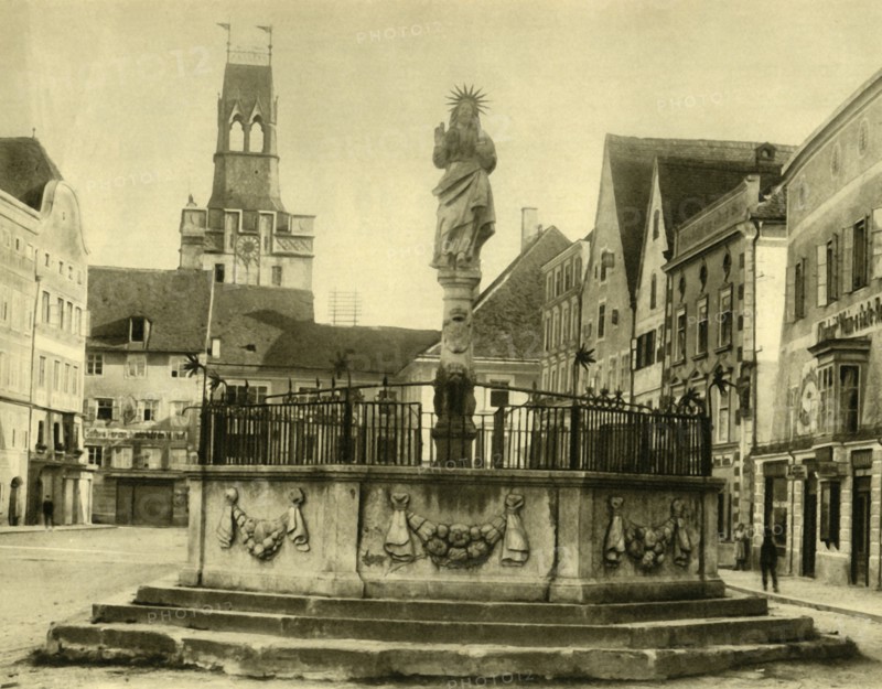 Fountain, Braunau am Inn, Upper Austria, c1935.  Creator: Unknown.