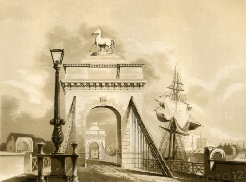 'Norfolk Bridge, New Shoreham', 1835. Creator: George Baxter.