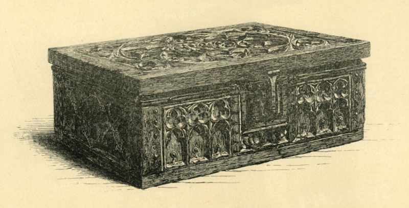 Oak box, 14th century, (1881).  Creator: Frederick Albert Slocombe.