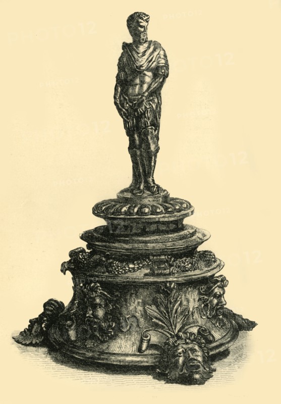 Bronze inkstand with figurine of a Roman emperor, mid 16th century, (1881).  Creator: W. W. McCarty.