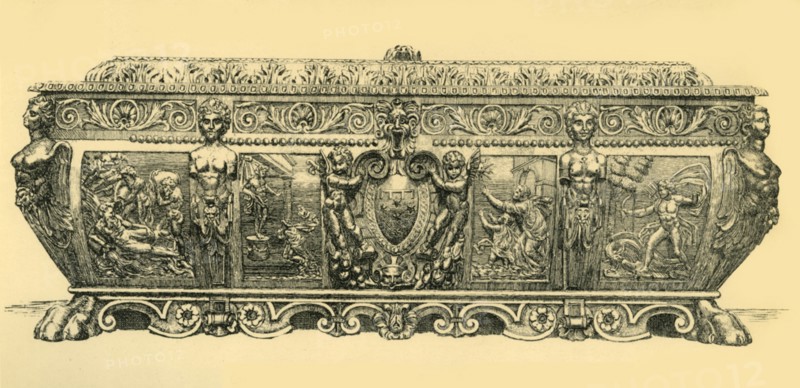 Walnut cassone, 1570, (1881). Creator: Frederick Marriott.