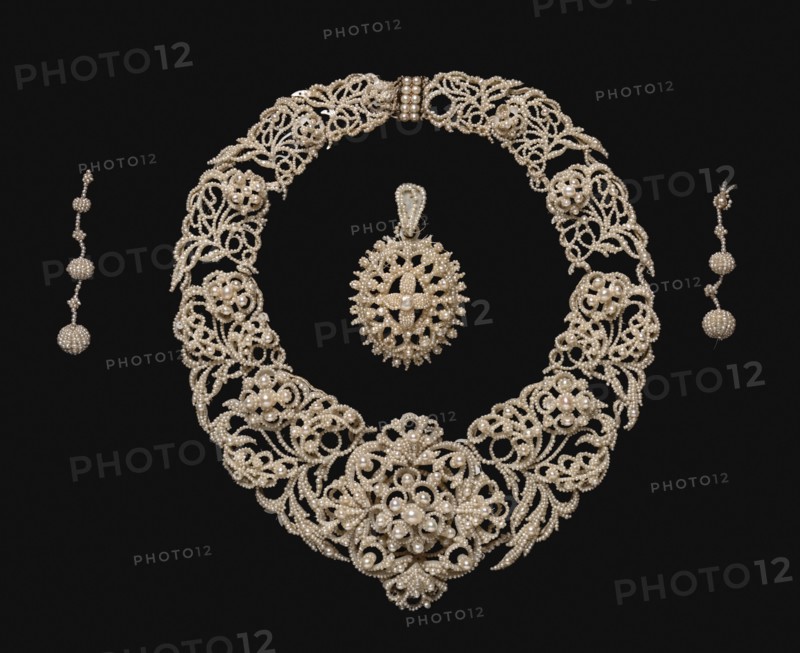 Parure: Necklace, Pendant, Earrings , c. 1850. Creator: Unknown.