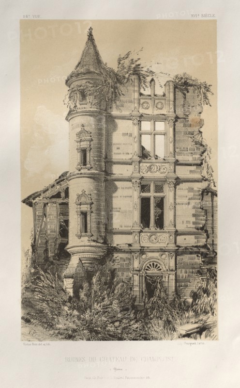 ...Pl. 24, Ruines Du Chateau De Champlost (Yonne), published 1860. Creator: Victor Petit (French, 1817-1874).