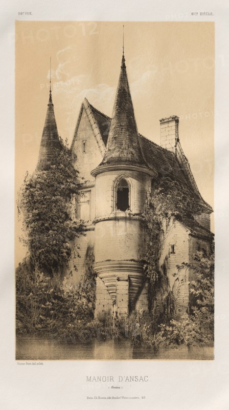 ...Pl. 98, Manoir dAnsac (Corrèze), 1860. Creator: Victor Petit (French, 1817-1874).