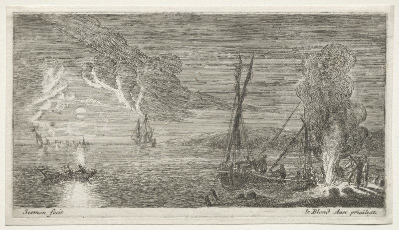 A Bonfire and Moonlight. Creator: Reinier Nooms (Dutch, c. 1623-1667).