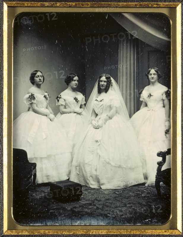 A Bride and Her Bridesmaids, 1851 or later. Creator: Josiah Johnson Hawes (American, 1808-1901); Albert Sands Southworth (American, 1811-1894).