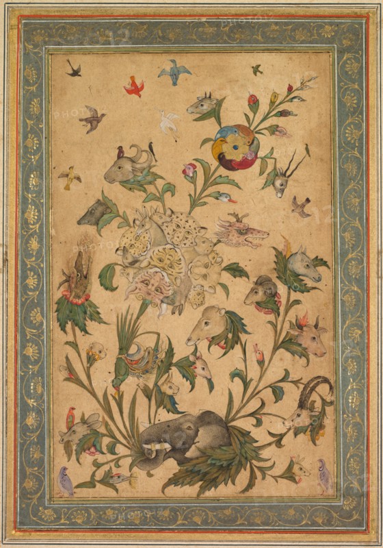 A floral fantasy of animals and birds (Waq-waq), early 1600s. Creator: Unknown.