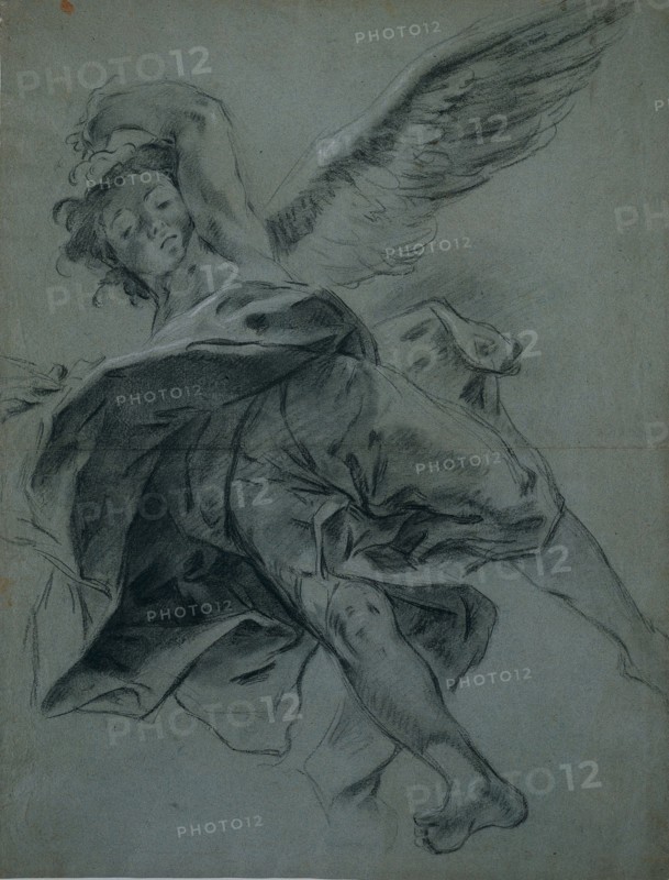 A Flying Angel (recto), 1723-1727. Creator: Giovanni Battista Piazzetta (Italian, 1682-1754).