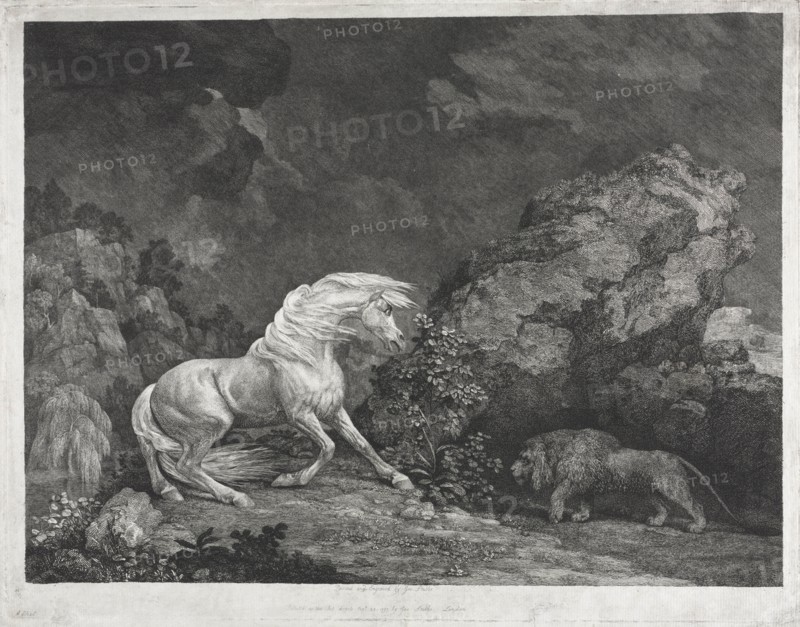 A Horse Frightened by a Lion, 1777. Creator: George Stubbs (British, 1724-1806).