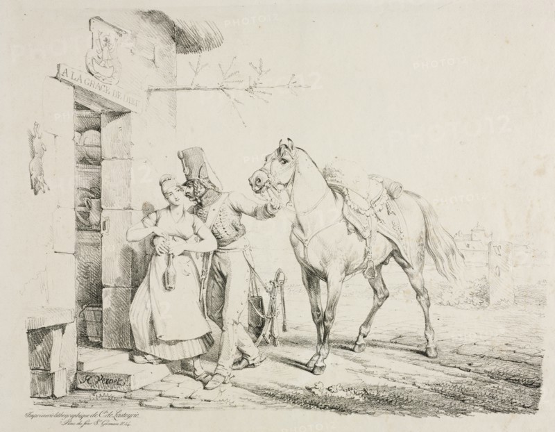 A Hussar Embracing a Servant. Creator: Horace Vernet (French, 1789-1863).