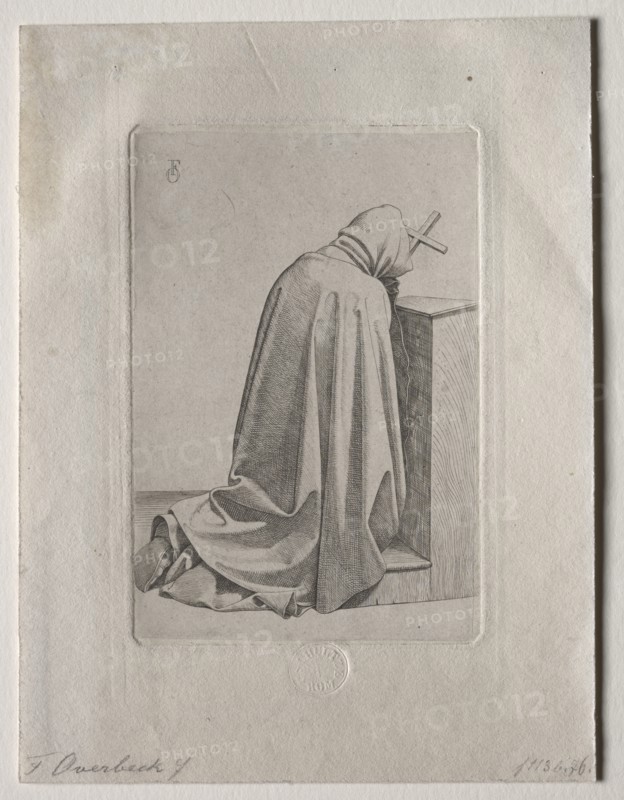A Praying Monk, 1826. Creator: Johann Friedrich Overbeck (German, 1789-1869); Carl Schulze.