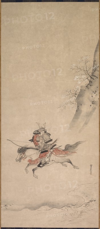 A Samurai on Horseback, 17th century. Creator: Kusumi Morikage (Japanese, c. 1620-c. 1690).