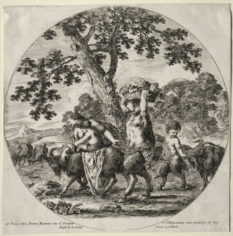 A Satyr Family Traveling. Creator: Stefano Della Bella (Italian, 1610-1664).