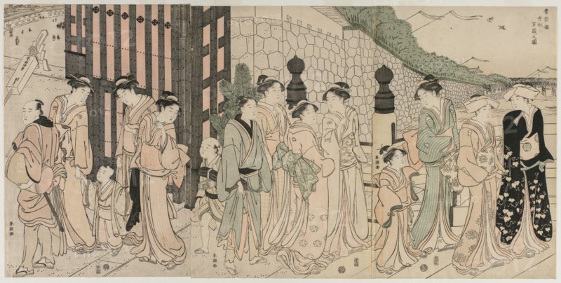 A Thousand Autumns, Ten Thousand Years on Tokiwa Bridge, early 1790s. Creator: Katsukawa Shuncho (Japanese).