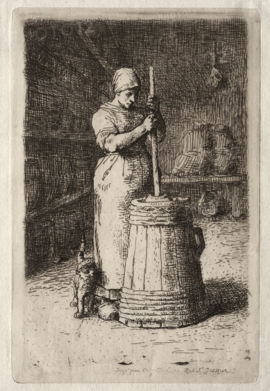 A Woman Churning. Creator: Jean-François Millet (French, 1814-1875).
