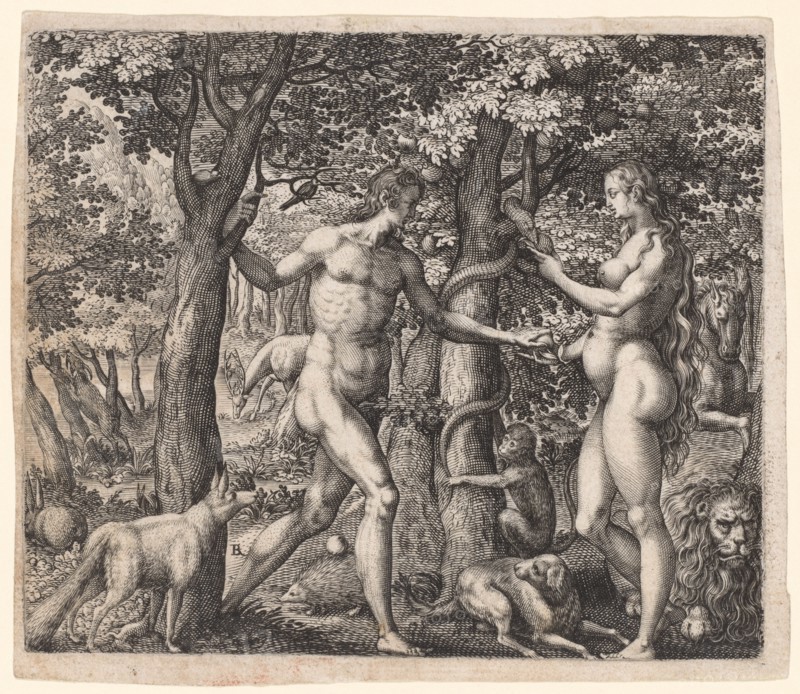 Adam and Eve, late 1500s. Creator: Robert Boissard (French, 1570-aft 1603).