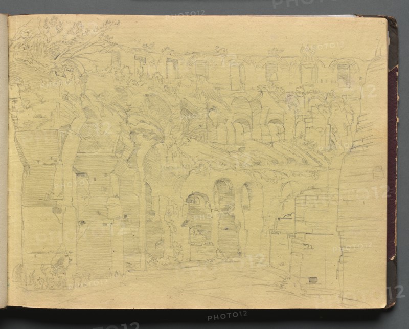 Album with Views of Rome and Surroundings, Landscape Studies, page 12a: Roman ruins. Creator: Franz Johann Heinrich Nadorp (German, 1794-1876).