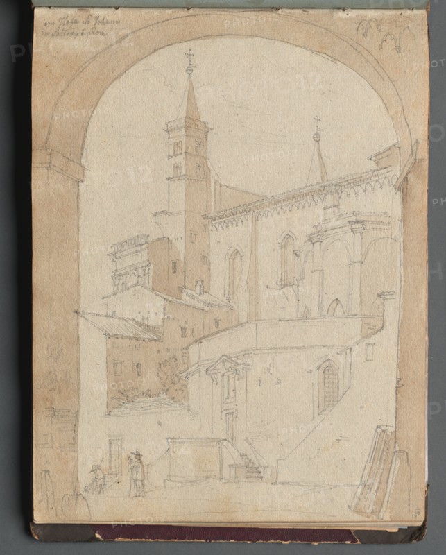 Album with Views of Rome and Surroundings, Landscape Studies, page 18a: Saint John Lateran, Rome. Creator: Franz Johann Heinrich Nadorp (German, 1794-1876).