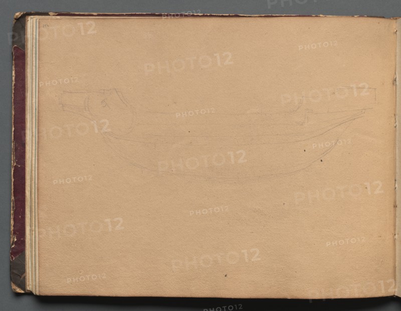 Album with Views of Rome and Surroundings, Landscape Studies, page 19b: Sketch of a boat. Creator: Franz Johann Heinrich Nadorp (German, 1794-1876).