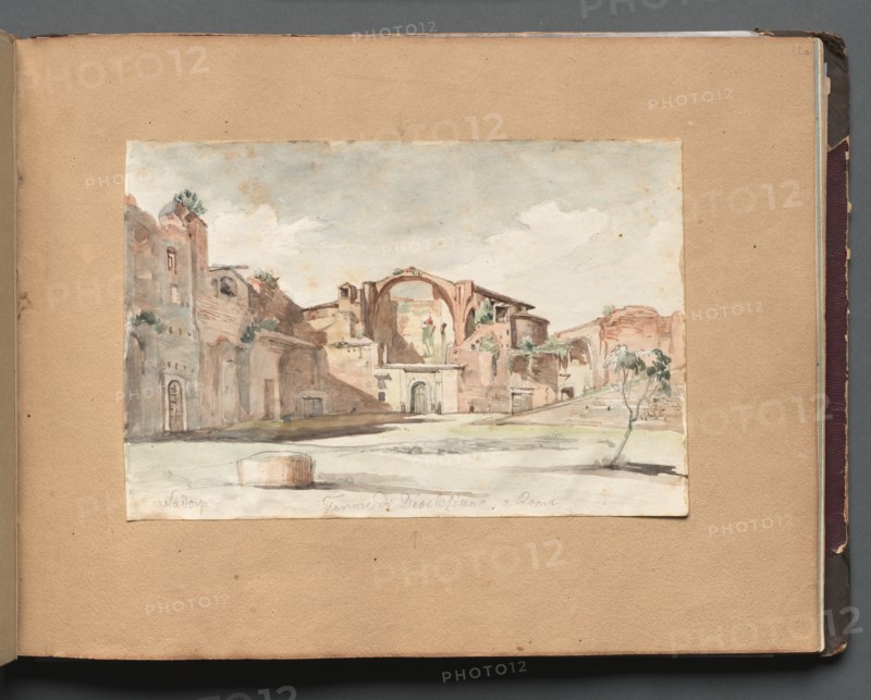 Album with Views of Rome and Surroundings, Landscape Studies, page 22a: "Terme di Diocleziano, Rome" Creator: Franz Johann Heinrich Nadorp (German, 1794-1876).