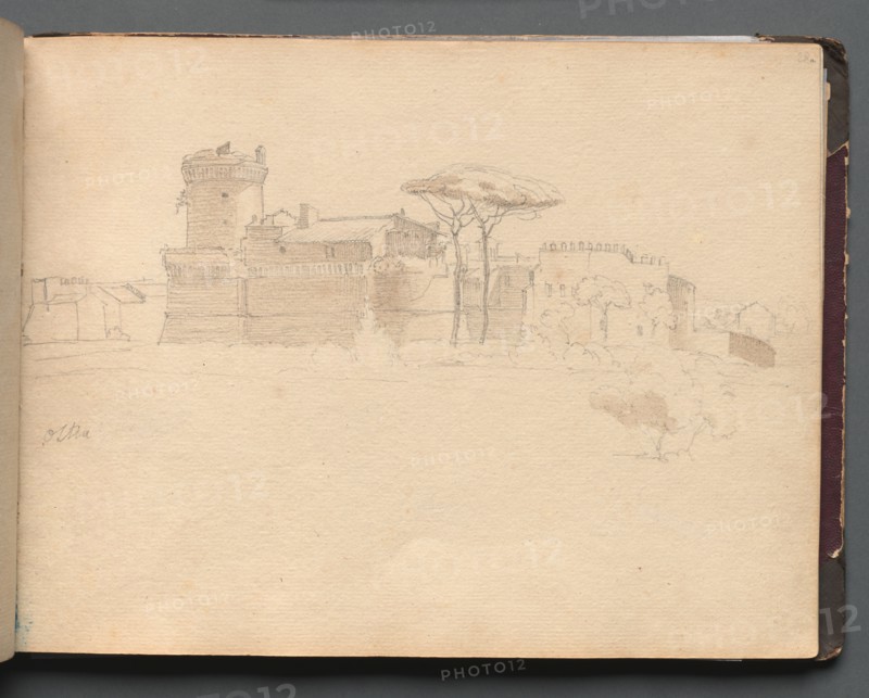 Album with Views of Rome and Surroundings, Landscape Studies, page 28a: "Ostia" . Creator: Franz Johann Heinrich Nadorp (German, 1794-1876).