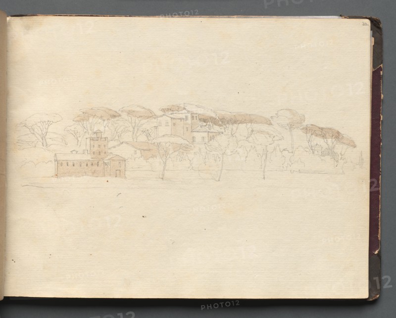 Album with Views of Rome and Surroundings, Landscape Studies, page 30a: Roman Panoramic View. Creator: Franz Johann Heinrich Nadorp (German, 1794-1876).