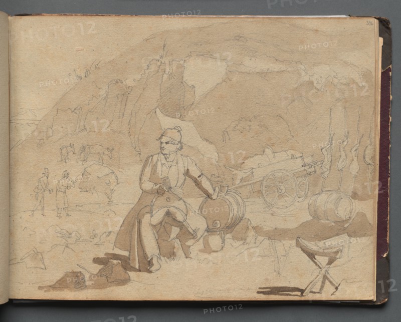 Album with Views of Rome and Surroundings, Landscape Studies, page 39a: Figure in a Landscape. Creator: Franz Johann Heinrich Nadorp (German, 1794-1876).