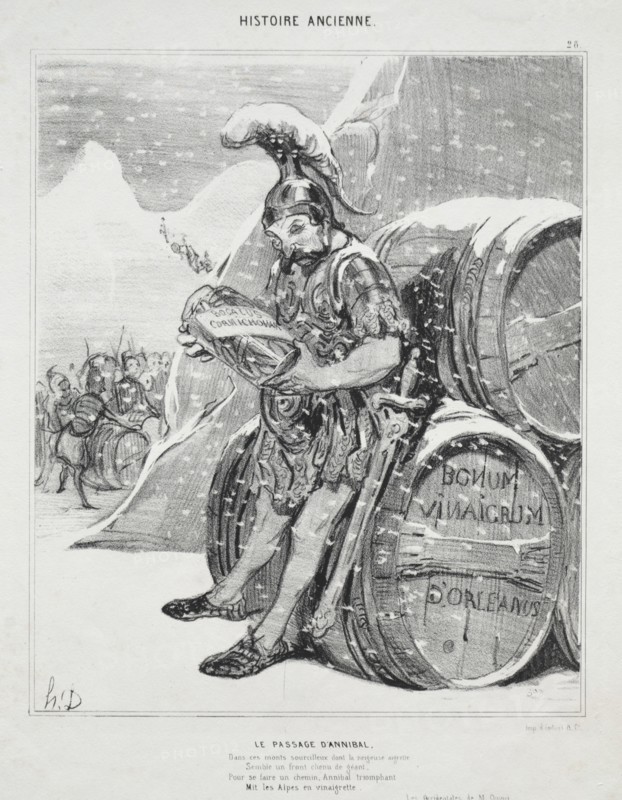 Ancient History, plate 28: The Passage of Hannibal, 6 October 1842. Creator: Honoré Daumier (French, 1808-1879); Aubert.