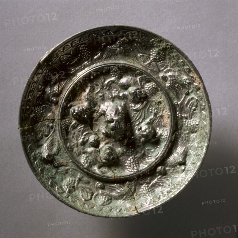Animal-and-Grape Mirror, early 7th Century- early 10th Century. Creator: Unknown.
