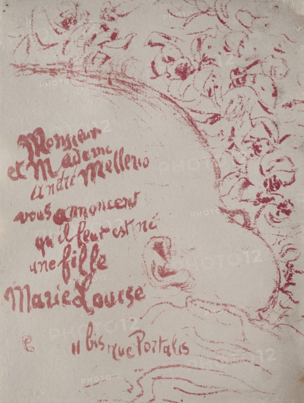 Announcement of a birth, 1898. Creator: Pierre Bonnard (French, 1867-1947).
