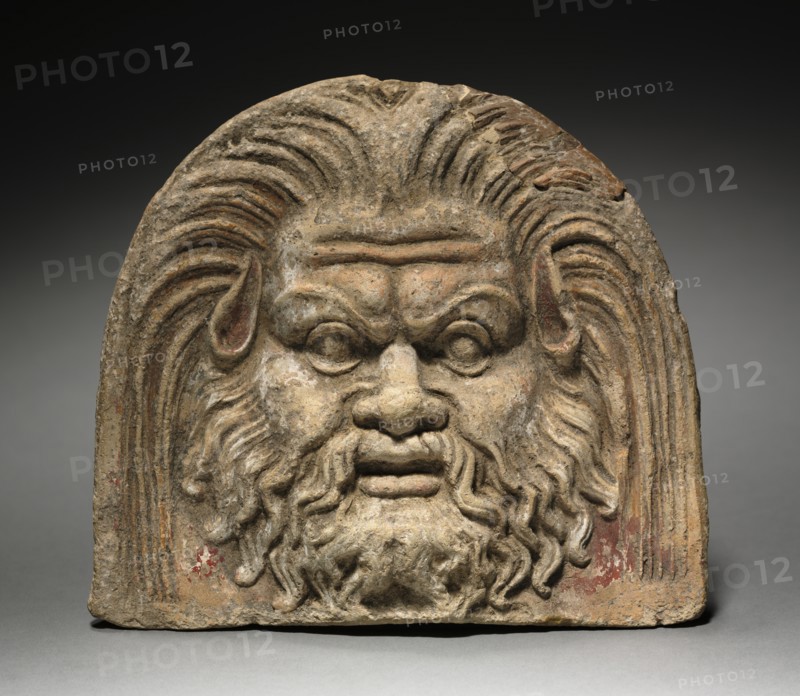 Antefix with Satyr Face, 370-330 BC. Creator: Unknown.