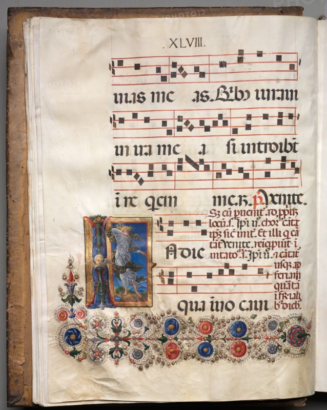Antiphonary: Initial, angel, c. 1470-1480. Creator: Girolamo da Cremona (Italian), follower of.