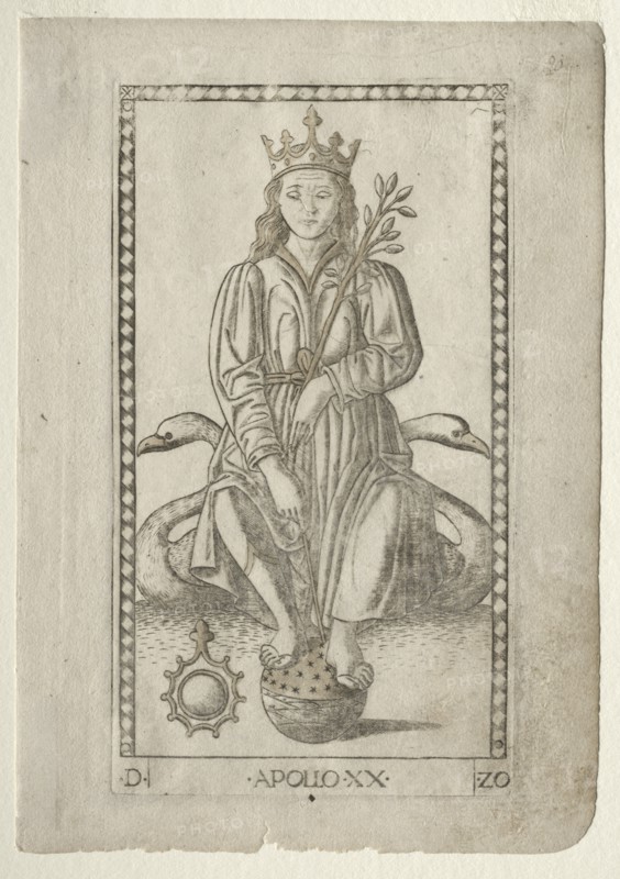 Apollo (from the Tarocchi, series D: Apollo and the Muses, #20), before 1467. Creator: Master of the E-Series Tarocchi (Italian, 15th century).