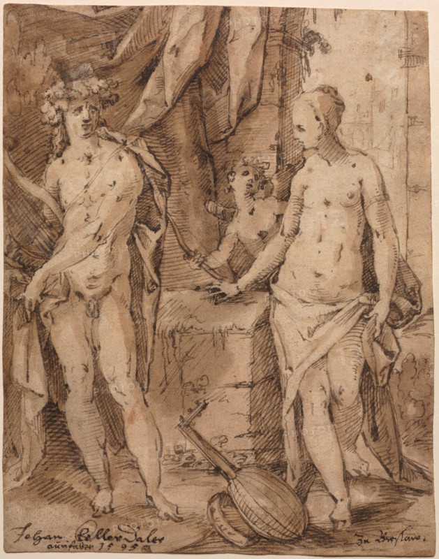 Apollo with Erato and Cupid, 1595. Creator: Johann Kellerthaler (German, c 1560/2-1611).