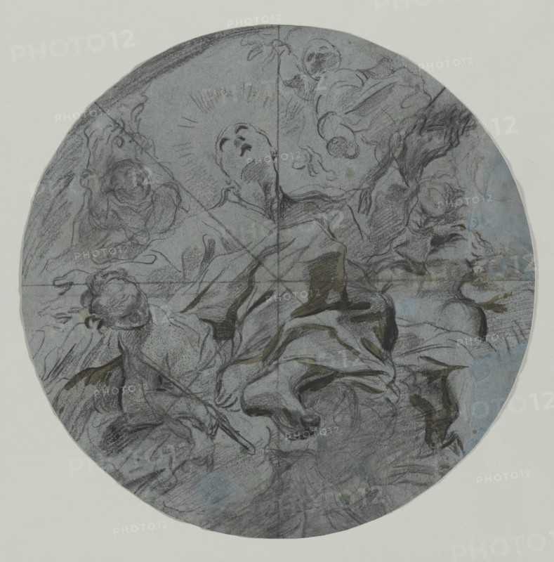 Apotheosis of a Saint (recto); Architectural Sketch(?) (verso), second half 17th century. Creator: Giovanni Battista Benaschi (Italian, 1636-1688).