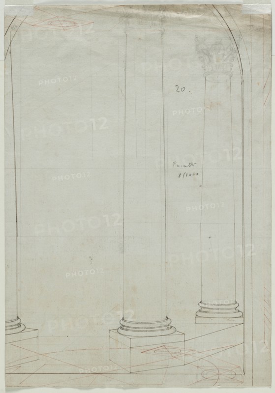 Architectural Drawing of Columns (verso), c. 1810-1820. Creator: Pietro Fancelli (Italian, 1764-1850).