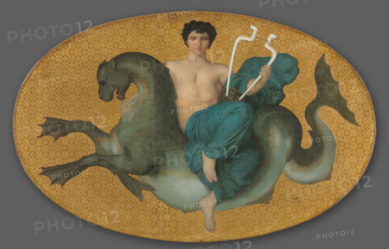 Arion on a Sea Horse and Bacchante on a Panther (pair), 1855. Creator: William Adolphe Bouguereau (French, 1825-1905).