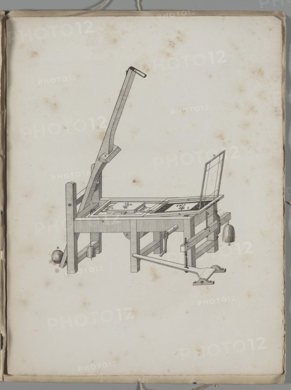 Art of the Lithograph: Printing Press, 1819. Creator: Alois Senefelder (German, 1771-1834).