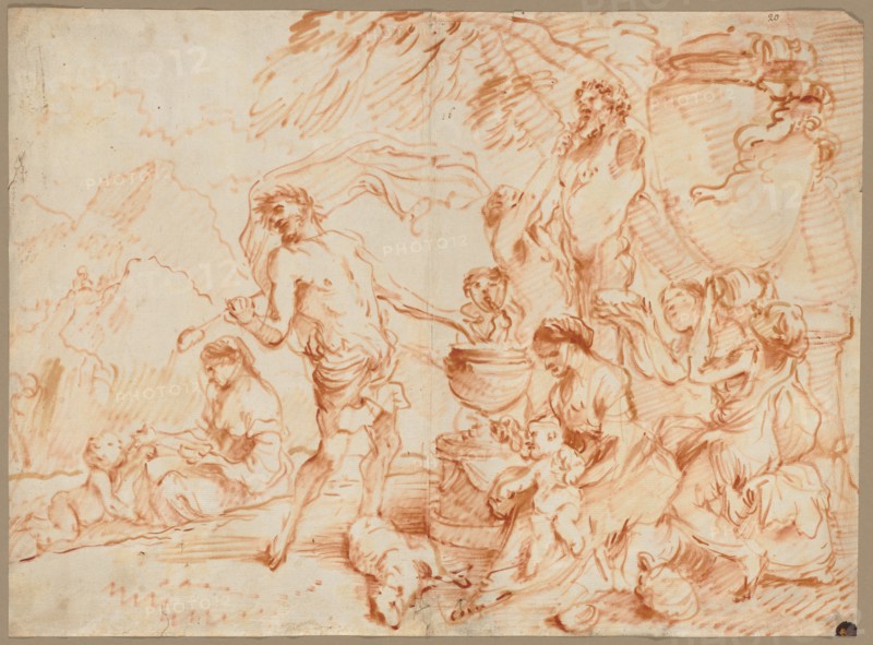 Bacchanal Before a Herm, early 1660s. Creator: Giovanni Benedetto Castiglione (Italian, 1609-1664).