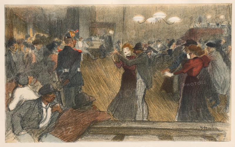 Bal de Barrière, 1898. Creator: Théophile Alexandre Steinlen (Swiss, 1859-1923); Imprimerie Champenois; print tipped into volume along top edge..
