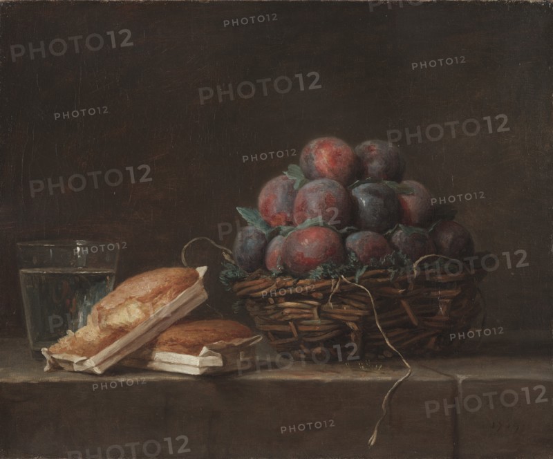 Basket of Plums, 1769. Creator: Anne Vallayer-Coster (French, 1744-1818).